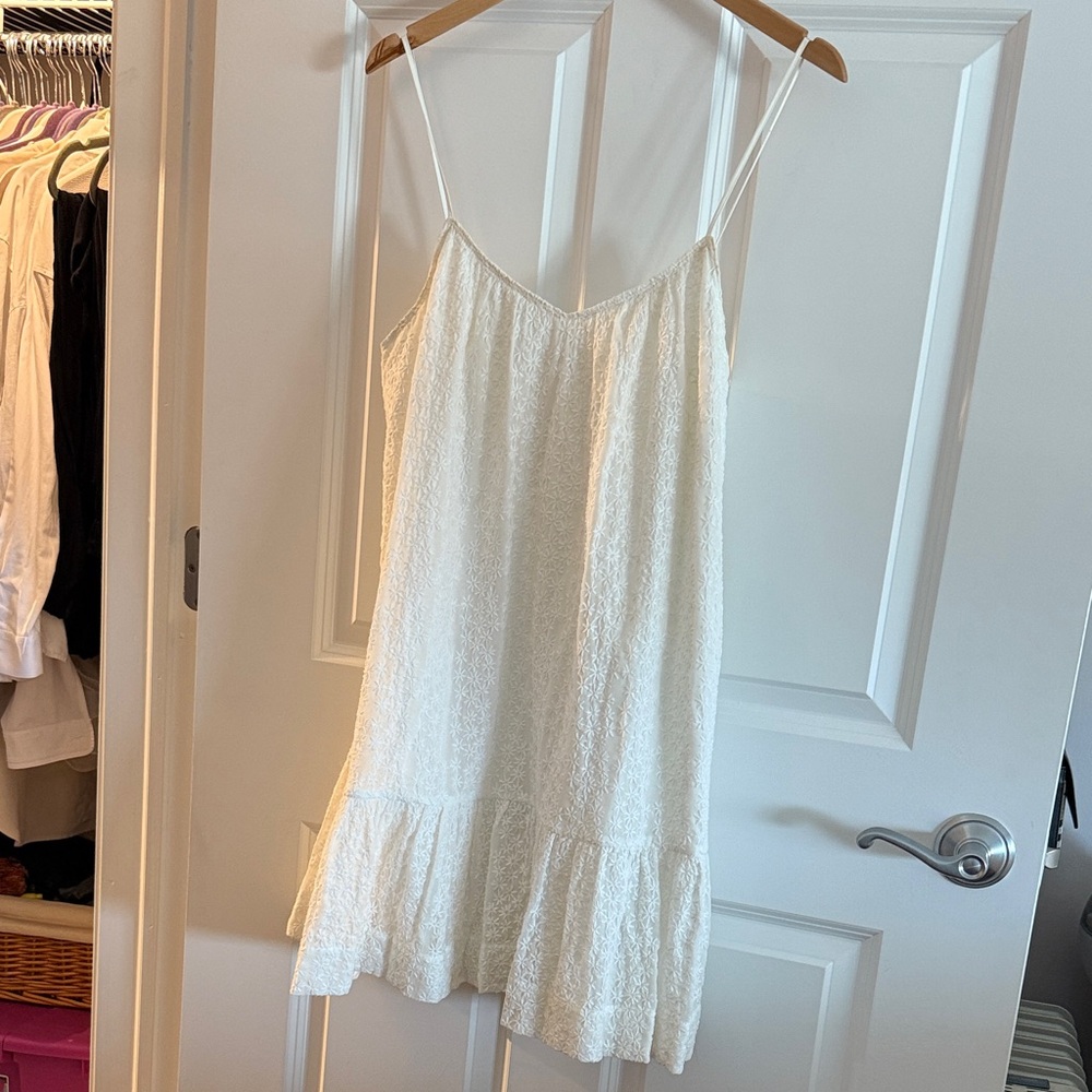 Madewell White dropwaist Dress with floral details
